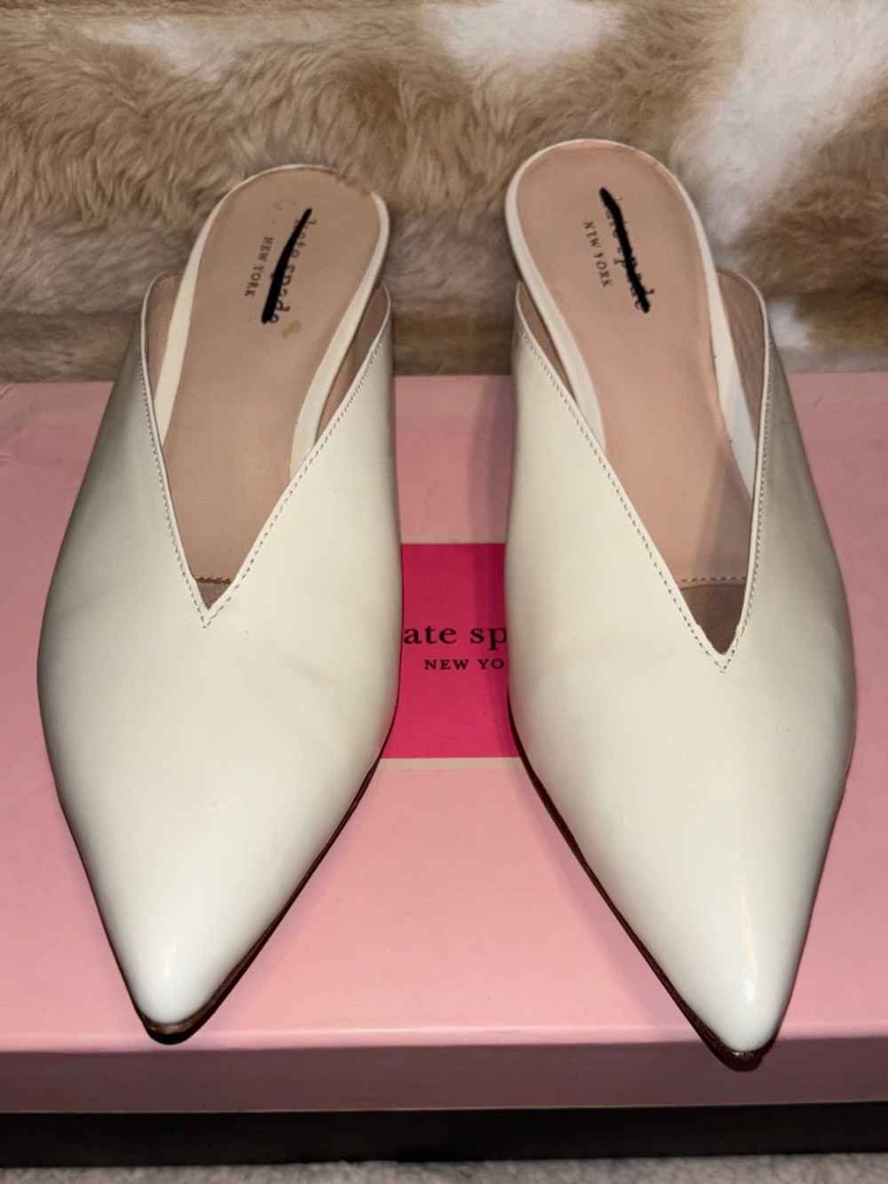 Kate Spade White Patent Leather Slides